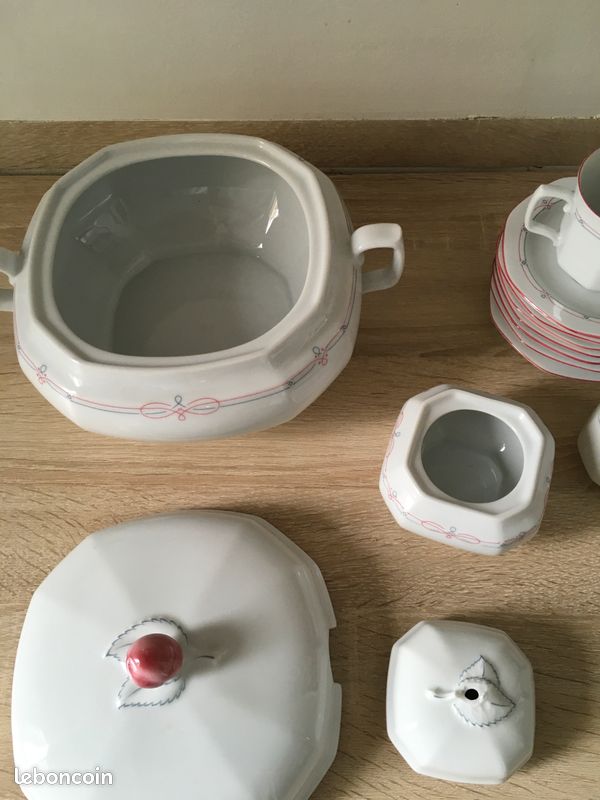 Service à Café Demitasse Ancien - Porcelaine Fine, Lot 12 Pièces Pour 4 Personnes