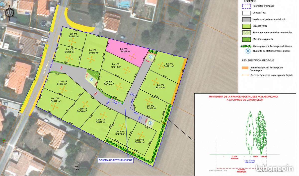 Terrain viabilisé 322 m² – Bourgneuf (17220) · 109 000 €