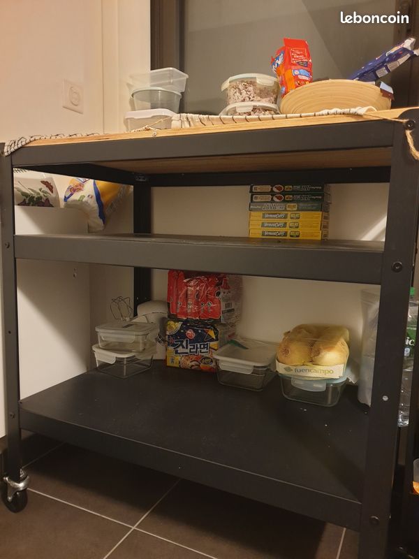 IKEA BROR Desserte 85x55 noir/contreplaqué de pin (image 1)