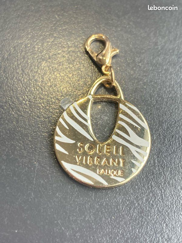 Pendentif Cœur Bleu En Cristal Lalique France - Ancien, Plaqué Or, 30-35 Cm, Bon état