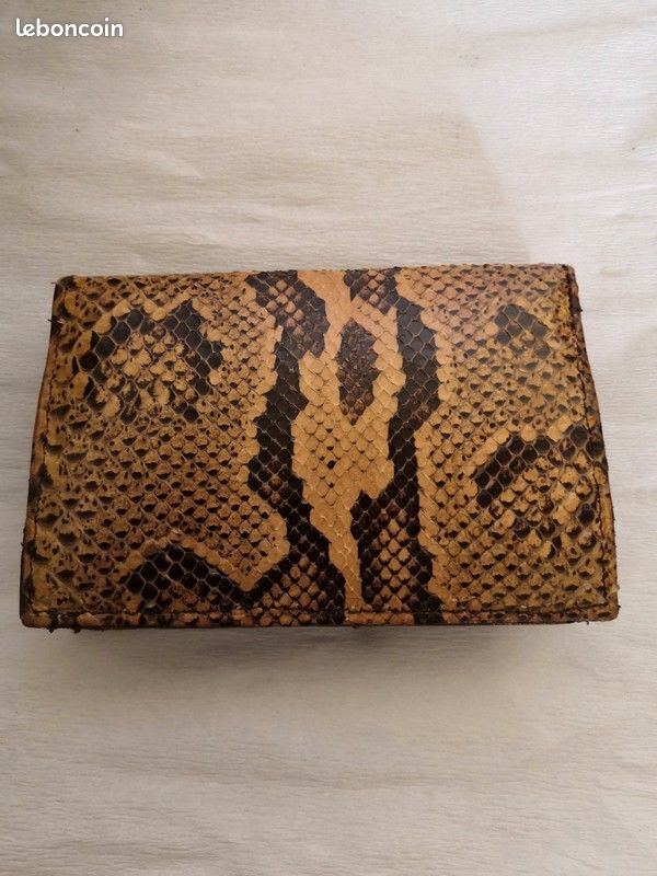 Ensemble sac à main et porte monnaie en cuir et peau de serpent (image 2)