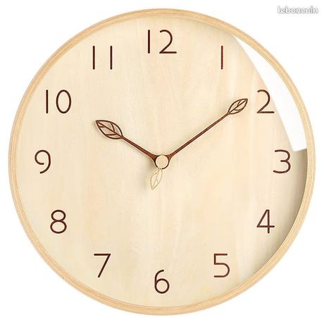 VIVILINEN Horloge Murale Silencieuse 30cm Cadre Bois - Moderne Et Décorative Pour Toutes Pièces