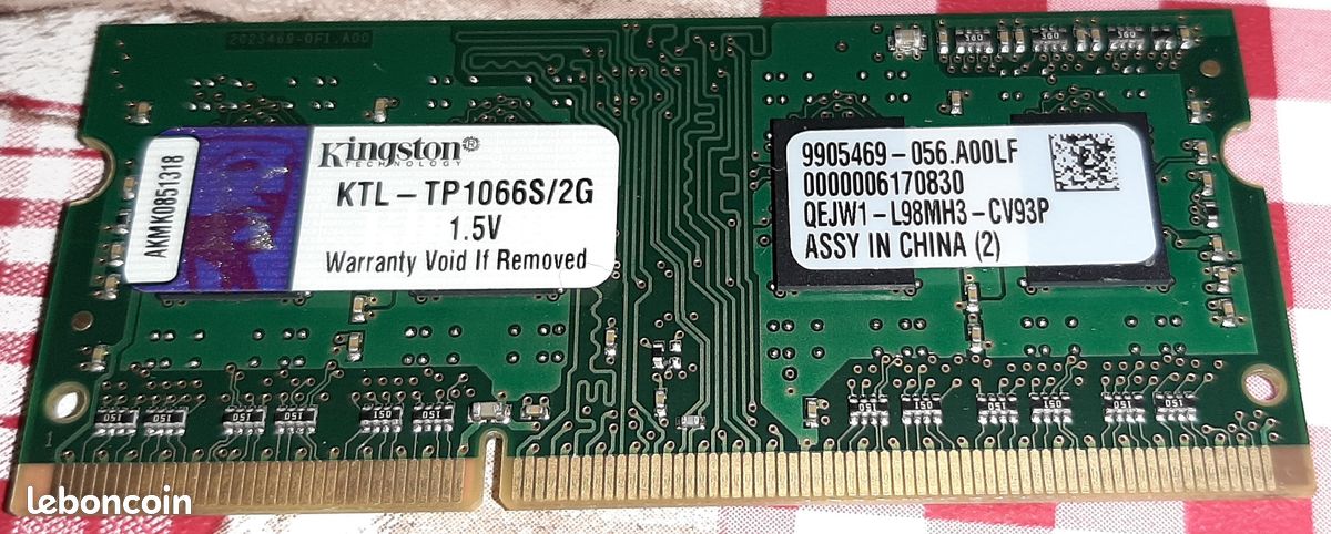 Kingston 2Go RAM PC Portable SODIMM DDR3 PC3-8500S KTL-TP1066-2G CL7 (image 1)