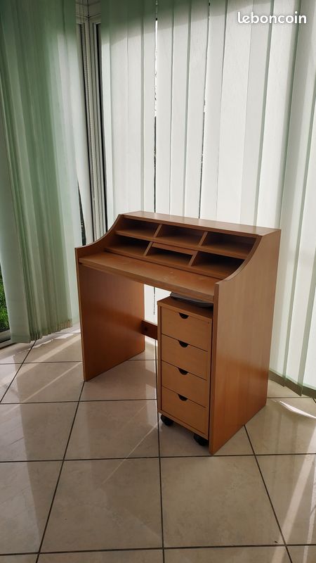 Bureau secrétaire Habitat avec caisson à roulettes (image 1)