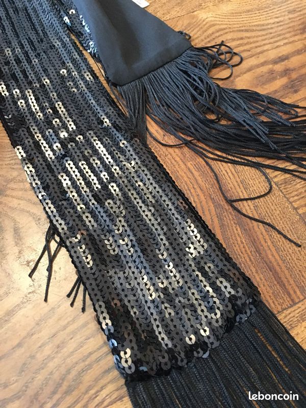 Ceinture neuve noire sequin et franges (image 1)
