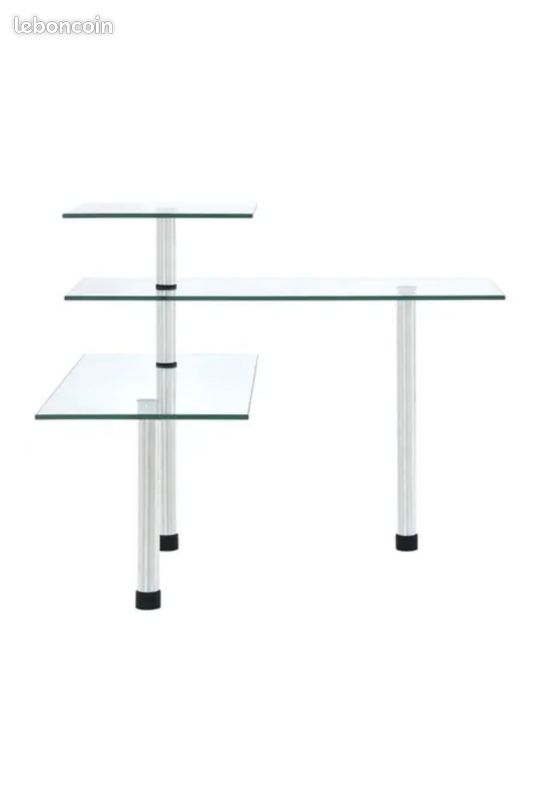 ÉTAGÈRE D ANGLE verre trempé et acier inoxydable (image 3)