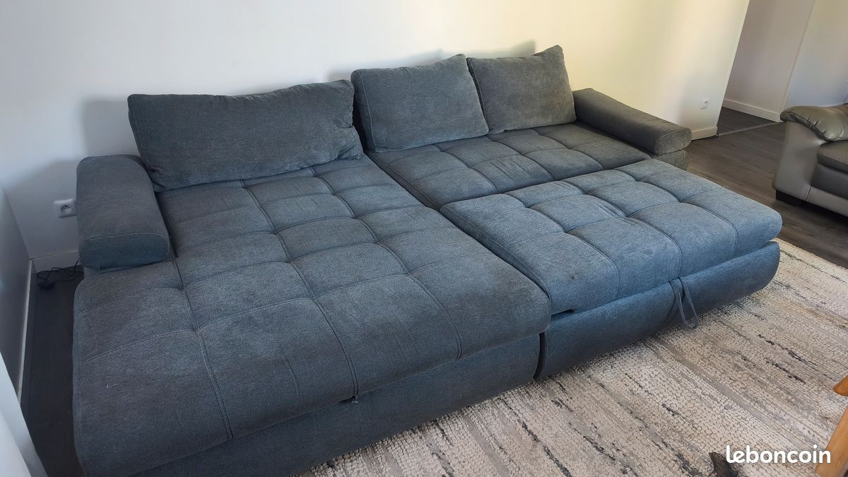 Canapé d'angle convertible méridienne gauche ARGOS tissu Aston steel 13 (image 4)
