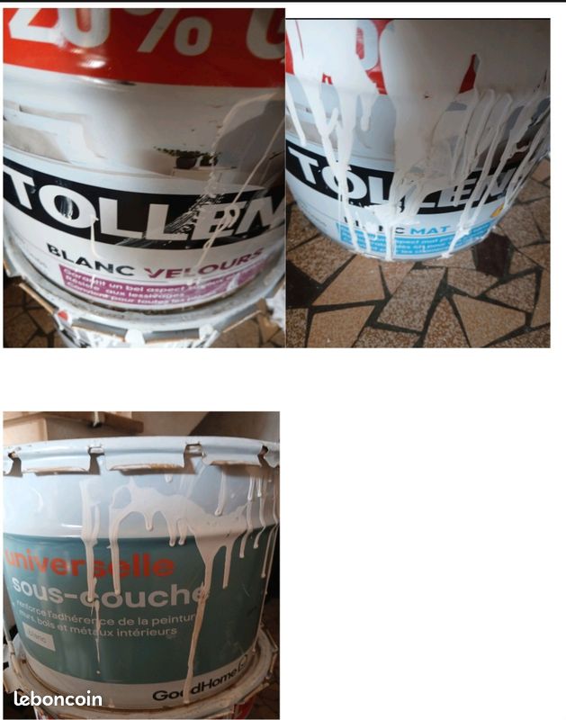 3 pots de peinture 10 litre a moitié rempli (image 3)