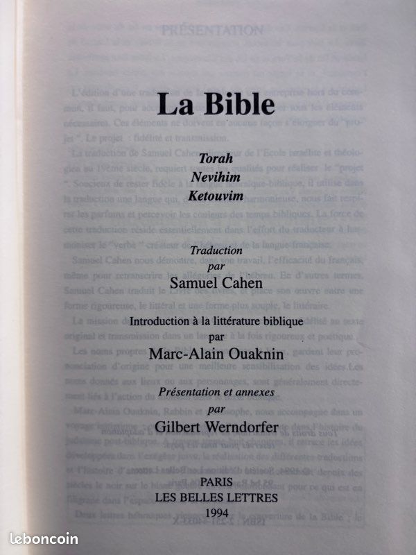 La Bible. Torah. Nevihim. Ketouvim - Trad.Samuel Cahen (image 3)