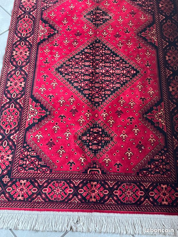 Magnifique tapis 100/100 soies rouge (image 3)