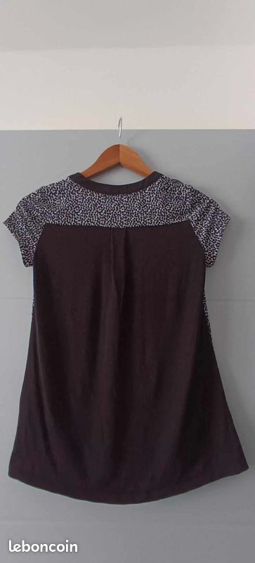 T-shirt imprimé noir et blanc manches courtes Camaïeu Taille 1 (image 3)