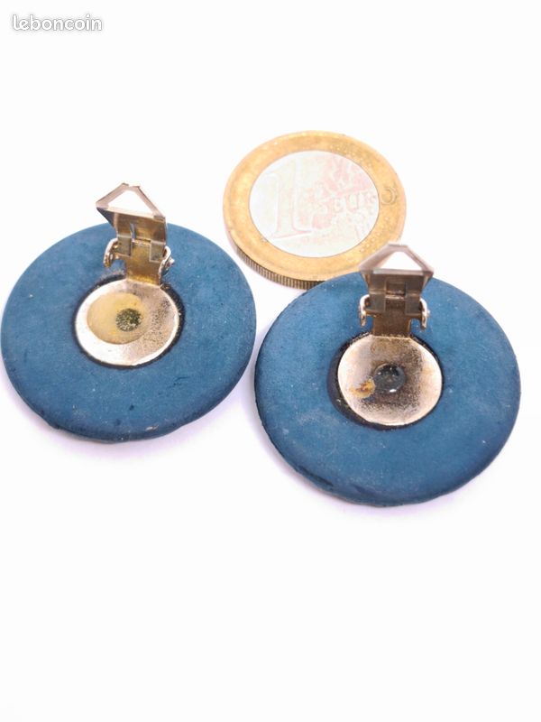 Paire De Boucles D'oreilles Vintage Clips Années 70, Plastique Blanc