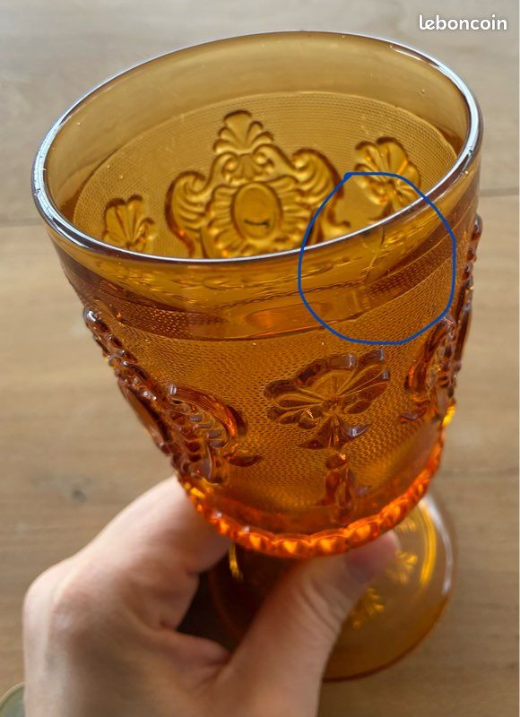 4 verres à whisky en verre moulé Frostfire Hoya Mikasa, années 80