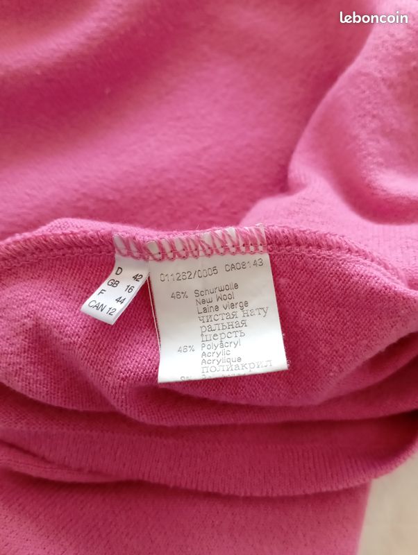 Pull Lucia Motif Fleur Rouge - Taille 44 - Manches Longues - Occasion Très Bon état
