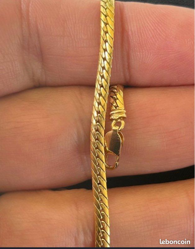 Magnifique collier maille anglaise en or 18 carats et diamants véritables - Montres & Bijoux