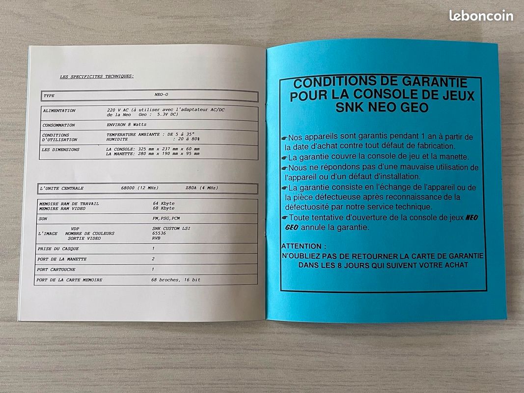 NEOGEO notice console GUILLEMOT (image 4)