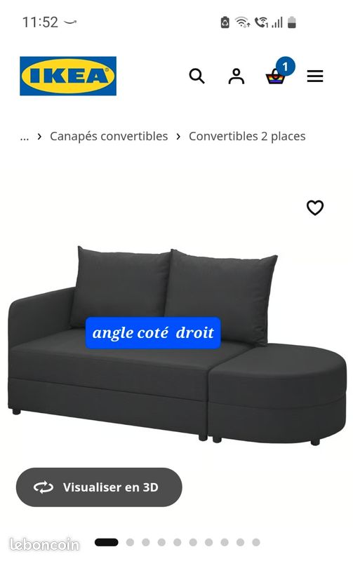 Canapé lit 1 place neuf IKEA 300 (image 1)