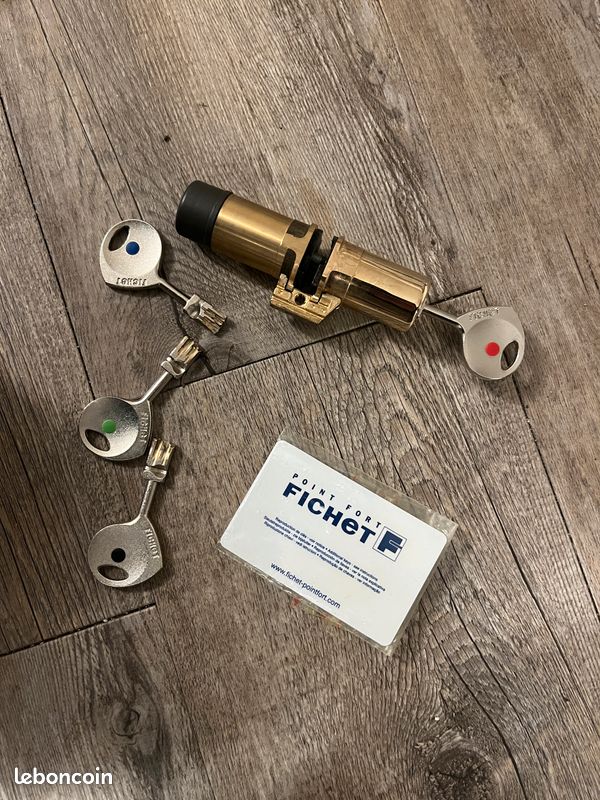 Cylindre Fichet haute sécurité + 4 clés + carte - Bricolage