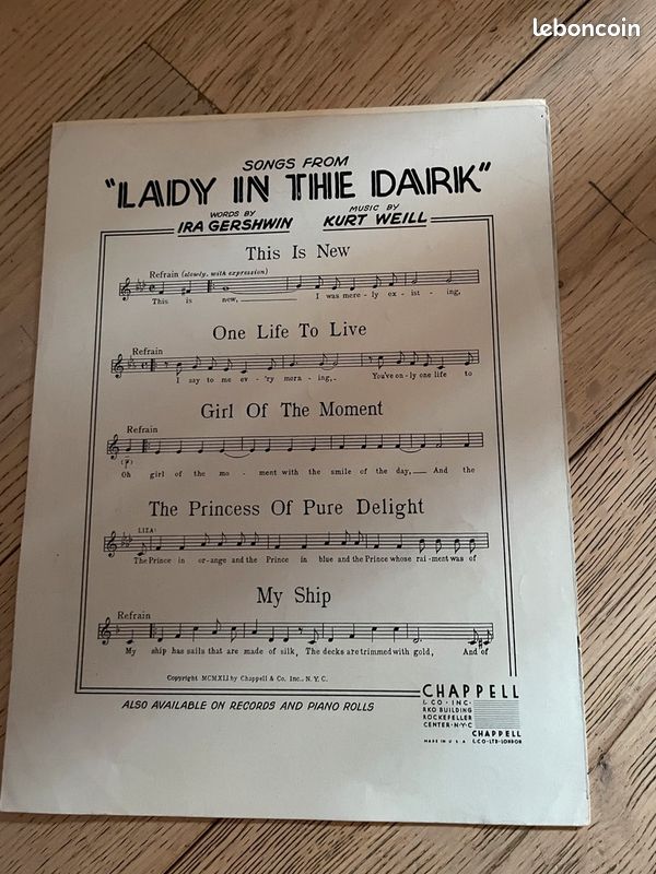 Partition vintage My ship from Lady in the dark (image 3)
