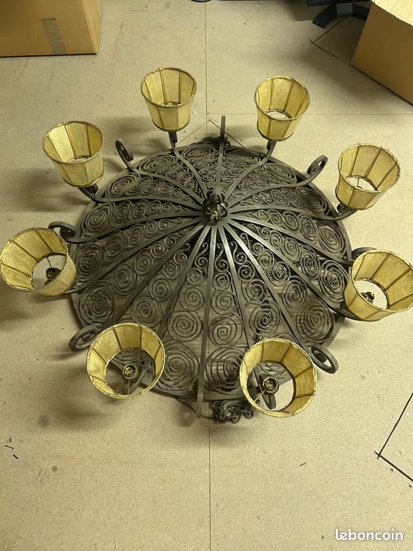 Pairelustre ancien en fer forgé des année 1900 (image 2)