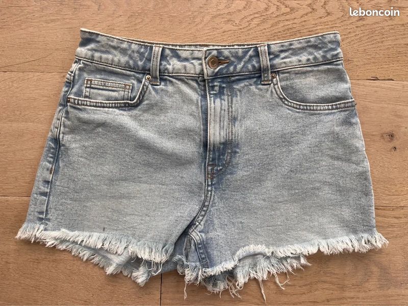 Short en jean à ourlet franges bleach blue Next | La Redoute