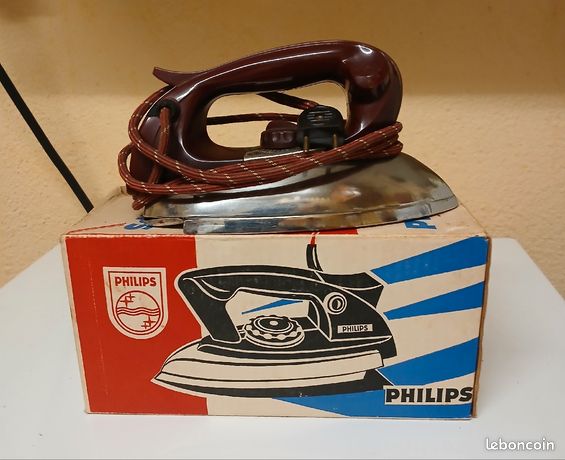 Fer à Repasser Vintage Philips HD 1120 – Années 60/70 – Avec Boîte D'origine