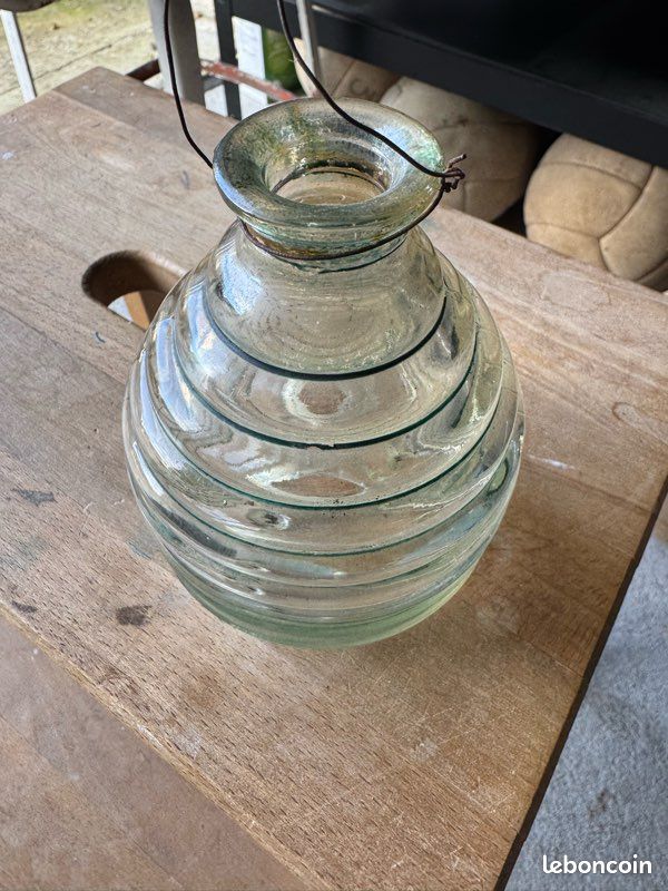 Ancien Pot à Ménés En Verre Vintage - 3 Trous - Checotah Okla. - Pêche