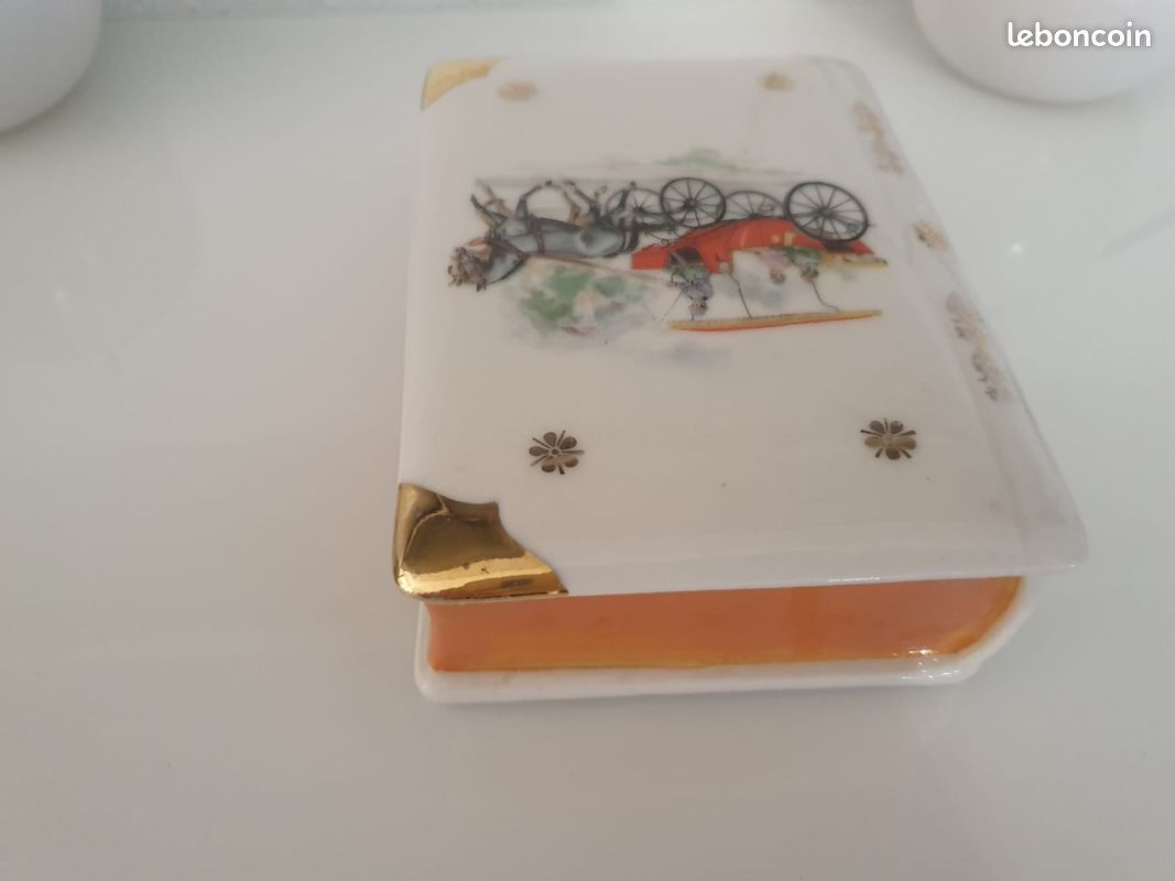 Lot De 2 Boîtes à Bijoux Vintage Anciennes - Porcelaine/grès - 8 Faces - Occasion