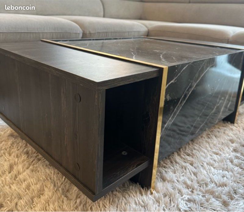 Table basse avec rangement effet marbre (image 2)