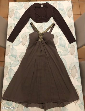 Robe En Soie 123 - Taille 36, Couleur Marron - Occasion En Très Bon état
