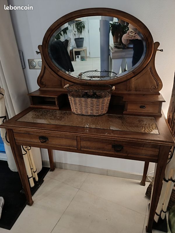 Console Miroir Coiffeuse Baroque Palazzo INT, Bois Massif Marron, Fait Main, 170cm