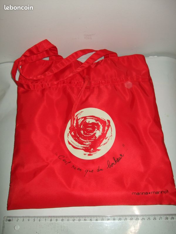 Joli Sac Tote Bag Bourse Rouge Marina Marinof C'est rien que du Bonheur NEUF (image 2)