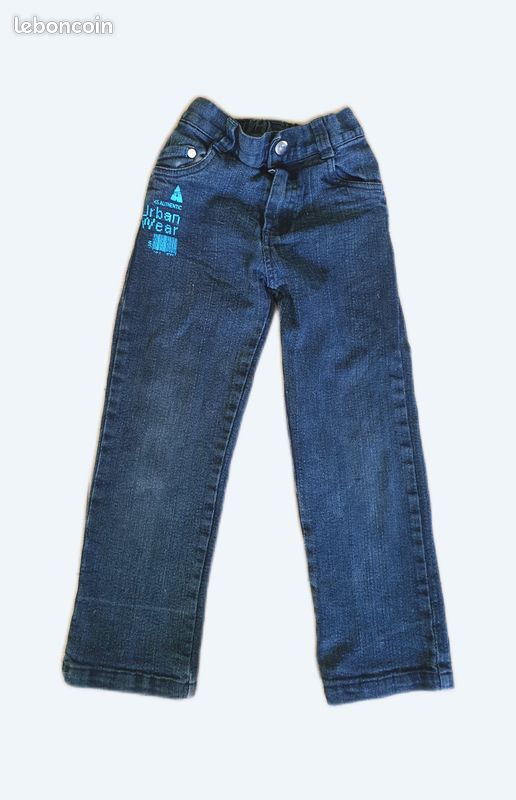 Vends jean avec réglage de la taille à la ceinture par un élastique garçon gris 8 ans (image 1)