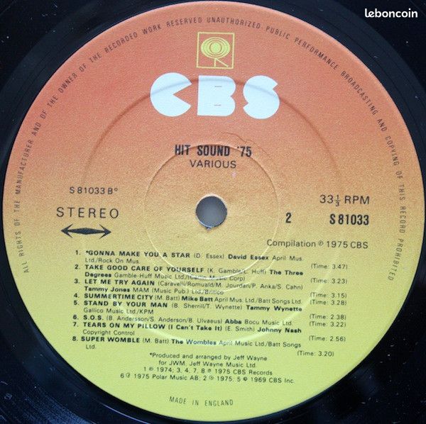 33t vinyle / HIT SOUND'75 (1975) pressage original - EX état (image 2)