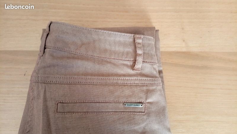 Très joli pantalon marron clair, Mademoiselle Saint James, taille 38, neuf avec étiquette (image 3)