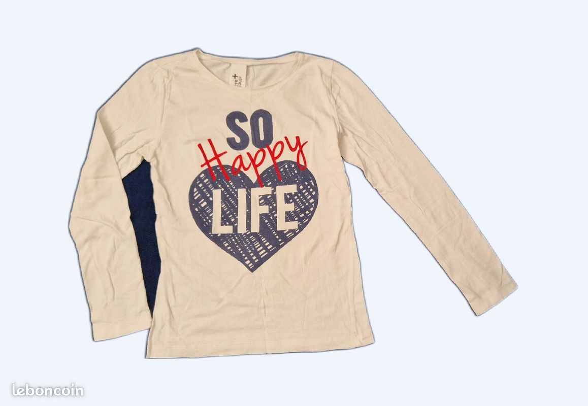 T-shirt blanc So Happy life manches longues C&A 10 ans (image 1)