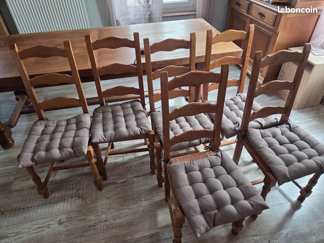 6 chaises bois/paille (image 1)