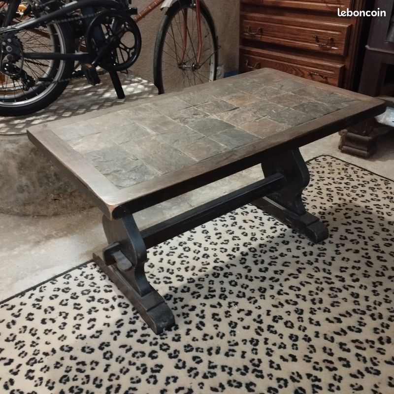 Table basse bois et carreaux (image 1)
