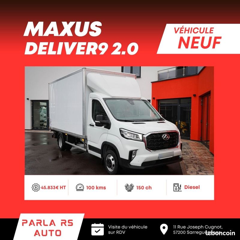 Maxus Deliver9 2.0 150ch propulsion caisse 20m3 hayon 750kG neuf (image 1)