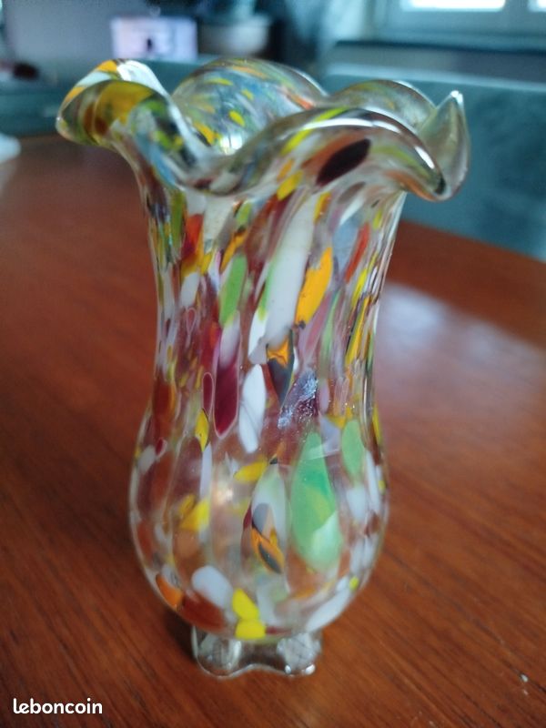 ✨ Vase en verre soufflé polychrome – Style Murano – Italie – Milieu XXᵉ siècle (image 8)
