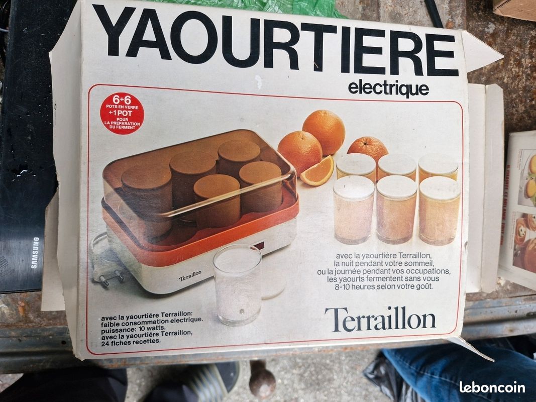 YAOURTIÈRE TERRAILLON VINTAGE, 6 Pots, Orange Et Crème, Couvercle Fumé EUR 30,00 - FR
