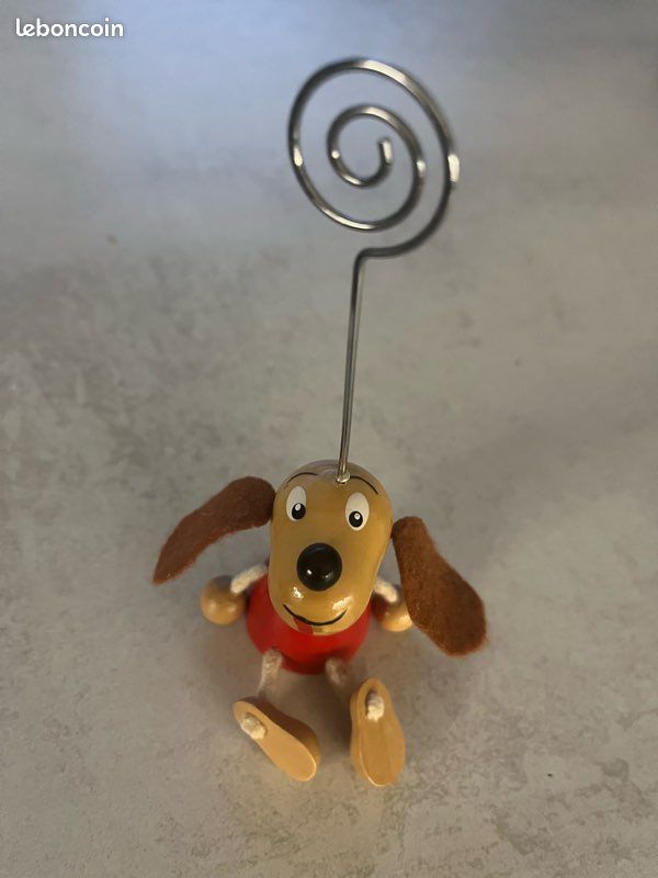 Porte-photo à poser en bois en forme de chien rigolo - 13 cm (image 4)
