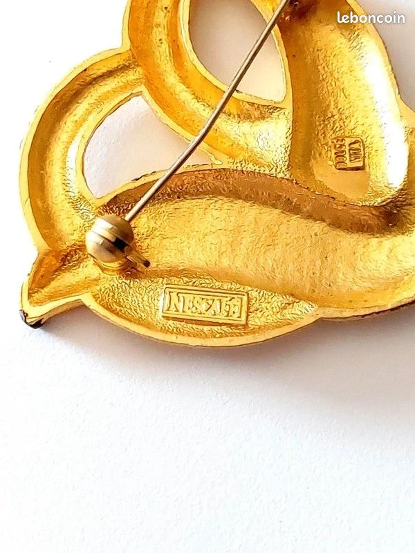 Broche Vintage Dolce Vita Métal Doré - Occasion, Très Bon état