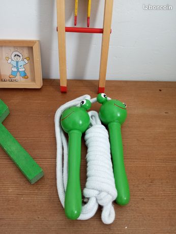 Jouet ancien jeu Jokari raquette et balle avec quilles années 1960