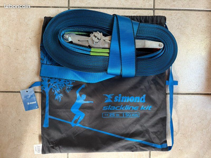 Kit Slackline Premium Motif Striving - 15m, 25m Ou 35m, Largeur 5cm - Sac De Transport Mode, Protections Arbres & Cliquet Inclus