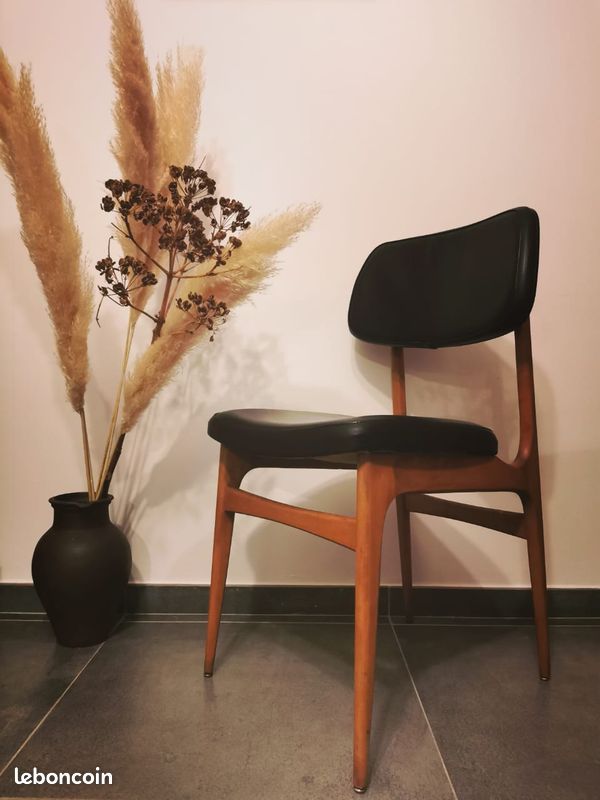 Série de 6 chaises vintage Stella simili cuir et bois (image 8)