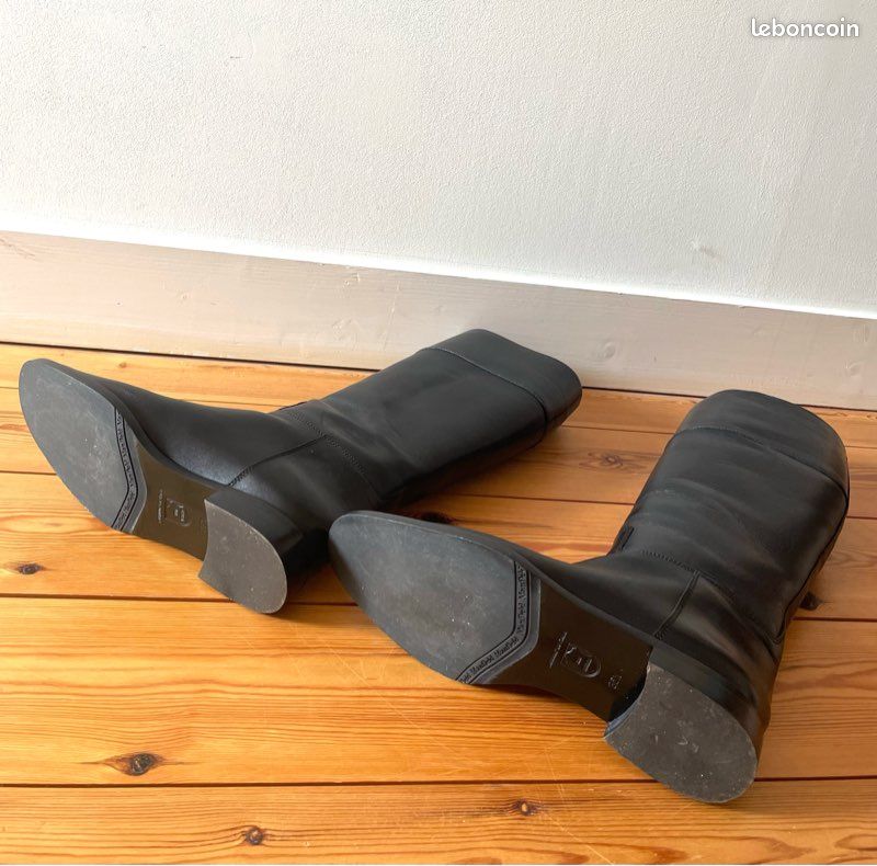 Bottes équitation Vintage Manfield Cuir Noir 7,5 B - Avec Embauchoirs US