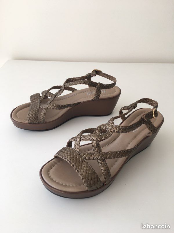 Sandales tressées Cuir Bronze 37 Neuves (image 3)