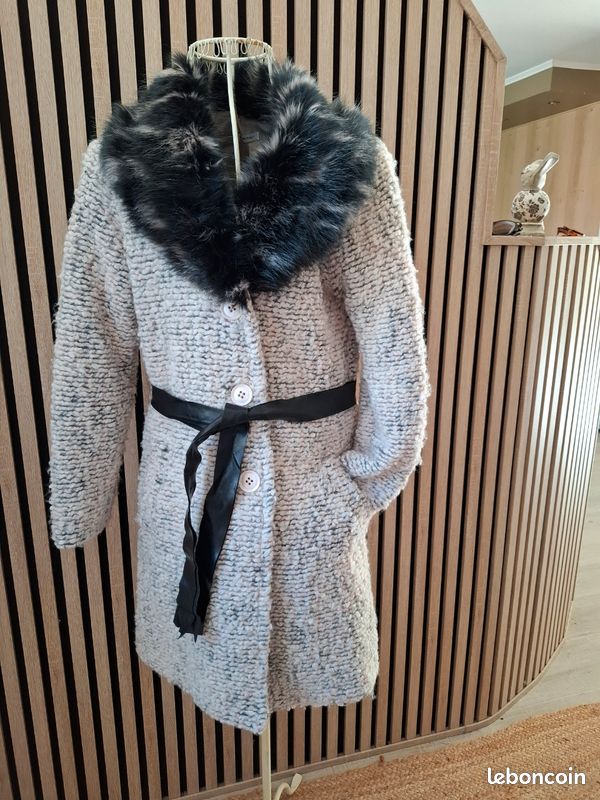 Beau manteau chiné beige chic et chaud T 40 Vêtements