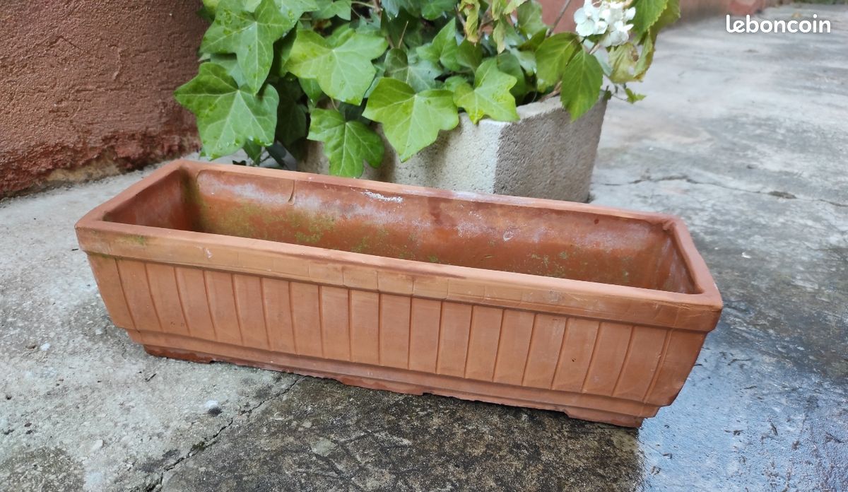 Jardinière pot de fleur plante en terre cuite vintage (image 1)